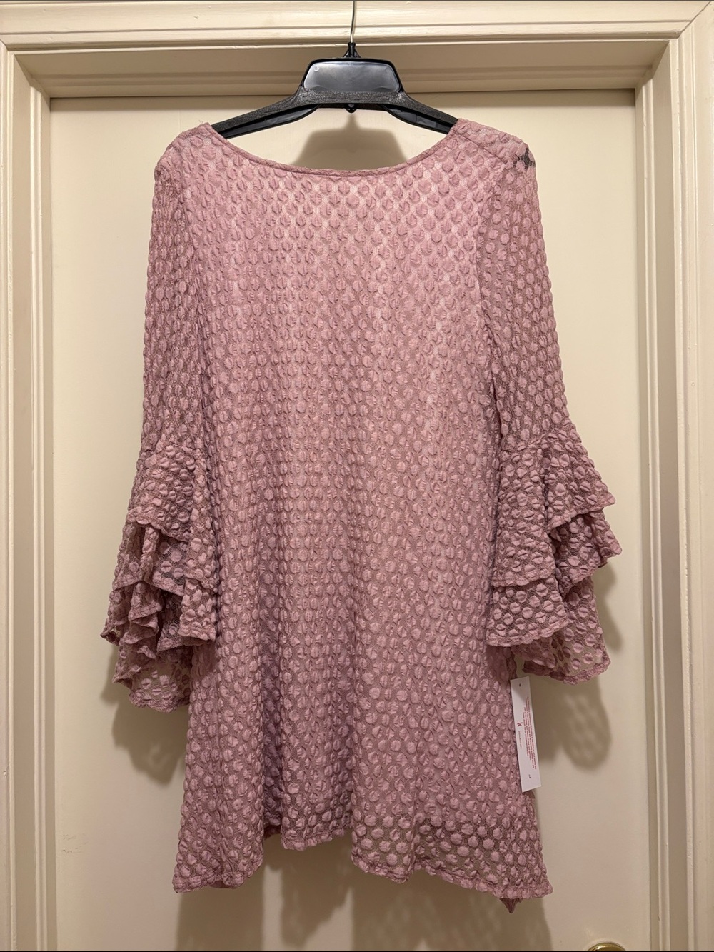 Women’s Textured Ruffle-Sleeve Tunic - Dusty Rose